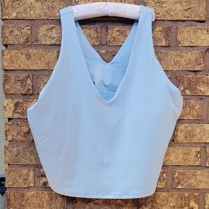Women's Flex Light Support V Neck Cropped Sports Bra SIZE 4X (Light Blue)